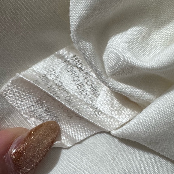 Theory Womens Marie Long Sleeve Blouse Top Sz M Medium Collar Cotton Blend Ivory - Picture 7 of 7